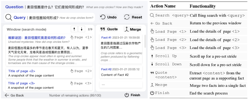 WebCPM interactive web search
